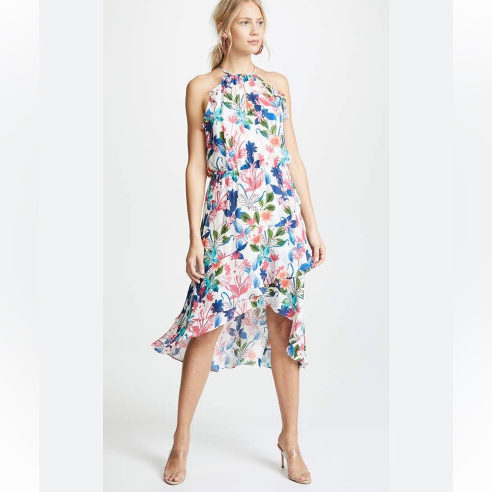 Parker Allister 100% Silk Floral High Low Sleeveless Dress Size XS